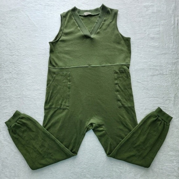 Zenana Pants - Zenana Jumpsuit Womens 3X Green Sleeveless Romper 100% Cotton Harem Lounge Casua